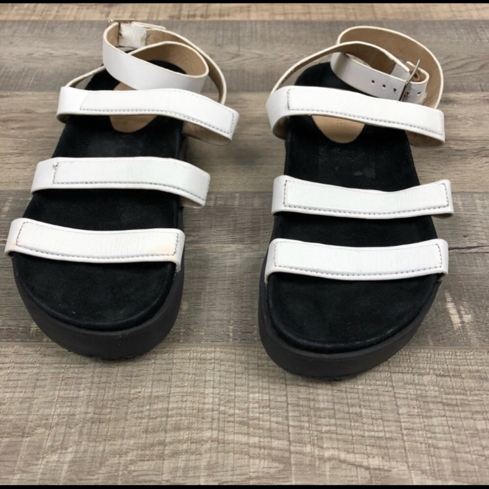Platform black and white strappy sandals